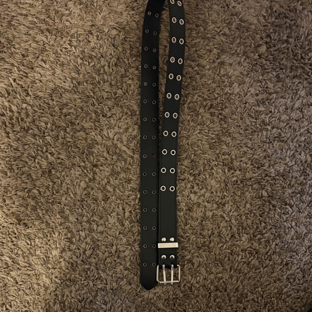 SHEIN Black Belt with Silver Buckle